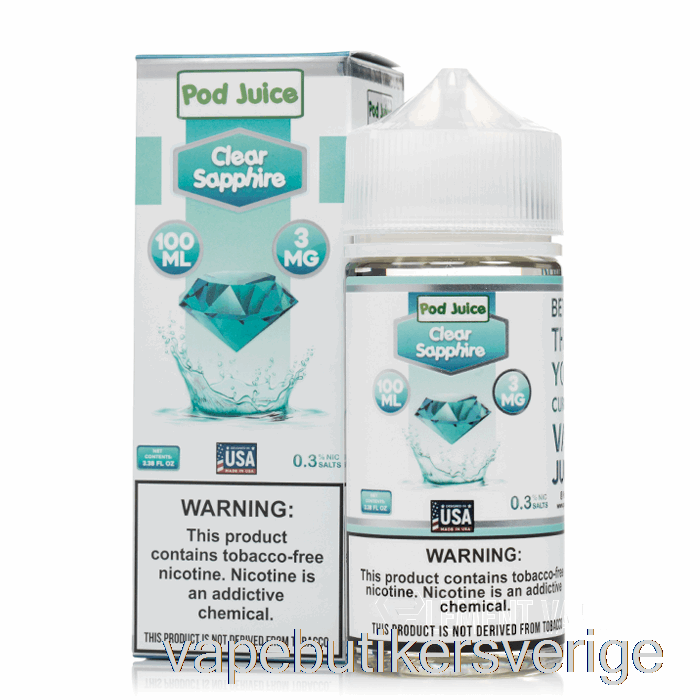 Vape Sverige Klar Safir - Pod Juice - 100ml 0mg